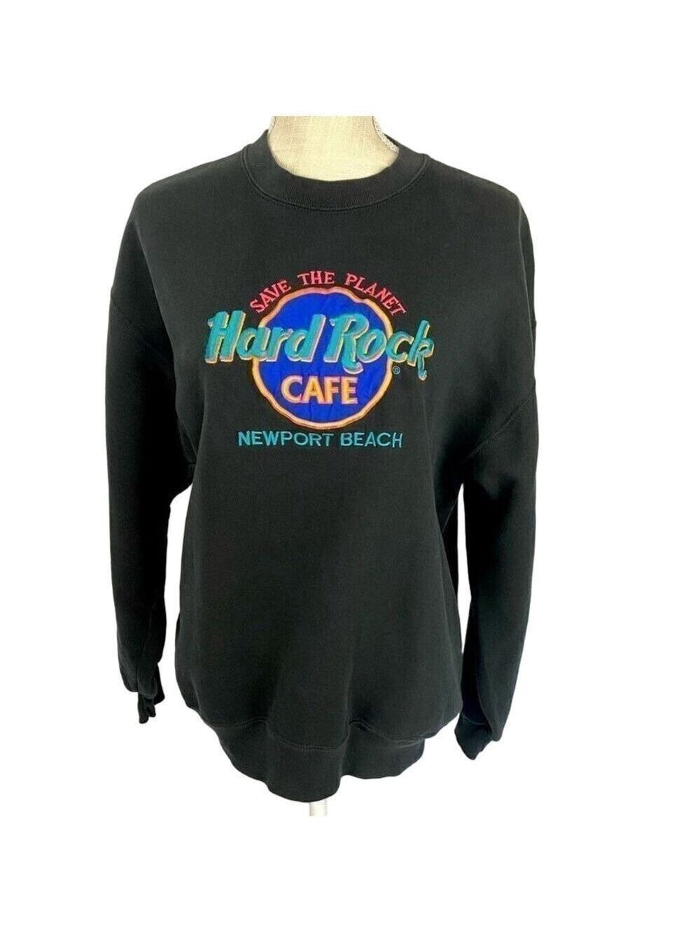 Vintage Y2K Hard Rock Cafe Newport Beach 90s Embroidered Sweatshirt Large Unisex